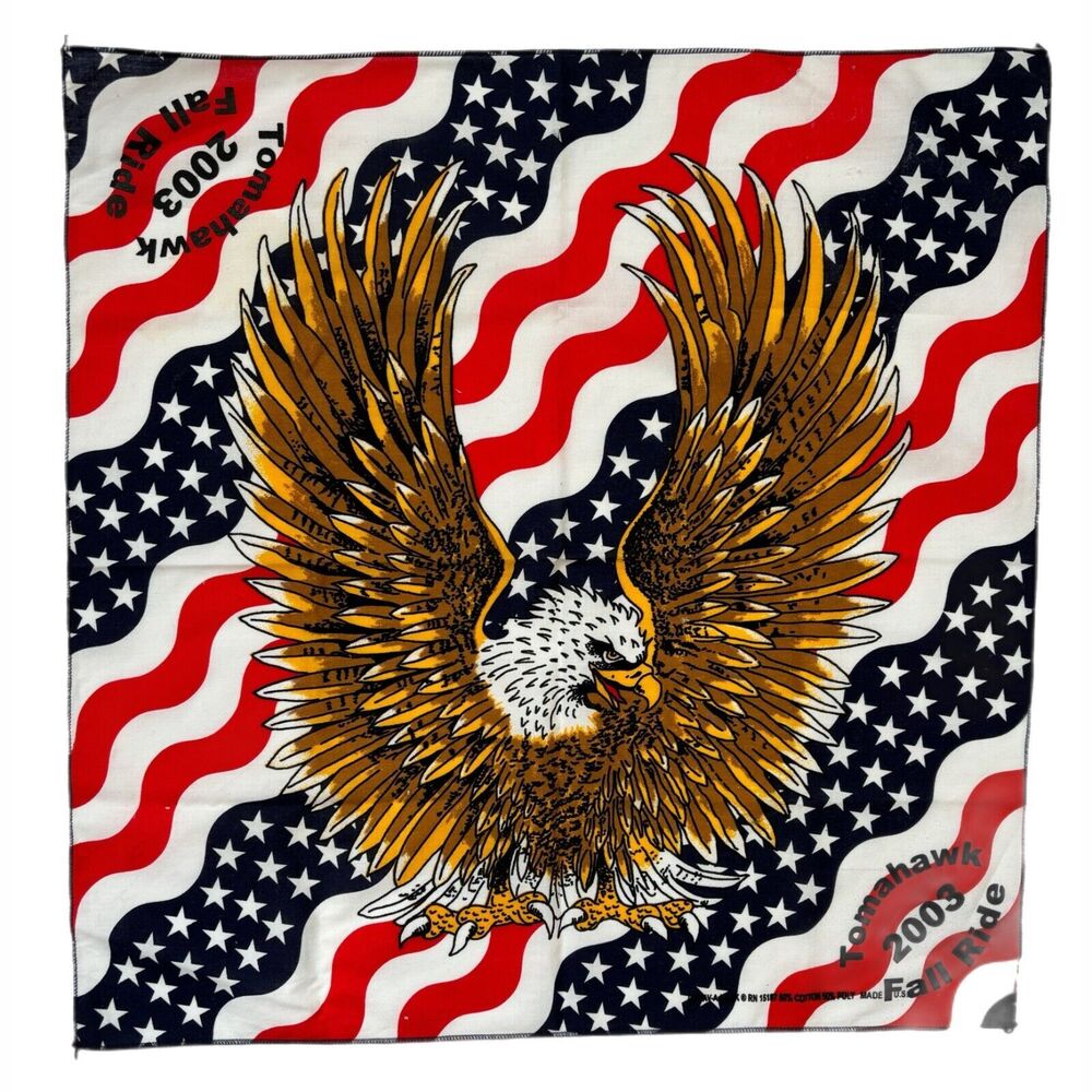 Harley Davidson Americana Bandana Eagle Flag 2003 Vintage Biker Rockabilly
